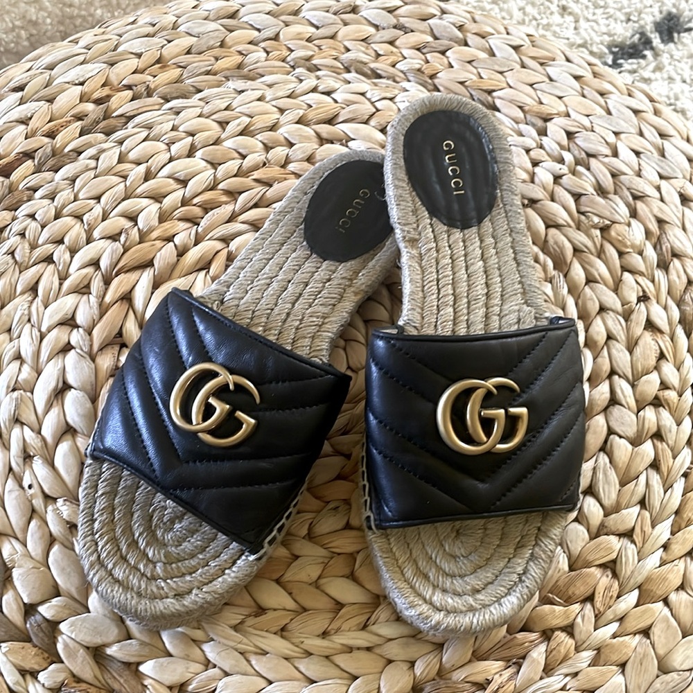 Authentic GUCCI Leather Marmont Espadrilles